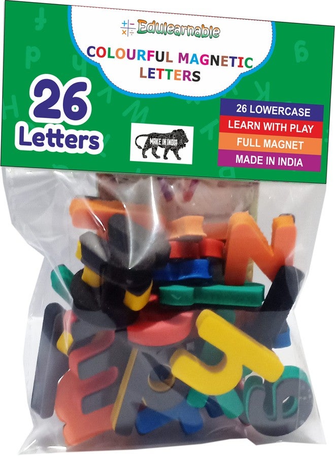 Edulearnable Toys Magnets - 26 Lowercase 5mm Hard Foam Full Magnetic Alphabet Letters, 26 Piece - Image 1
